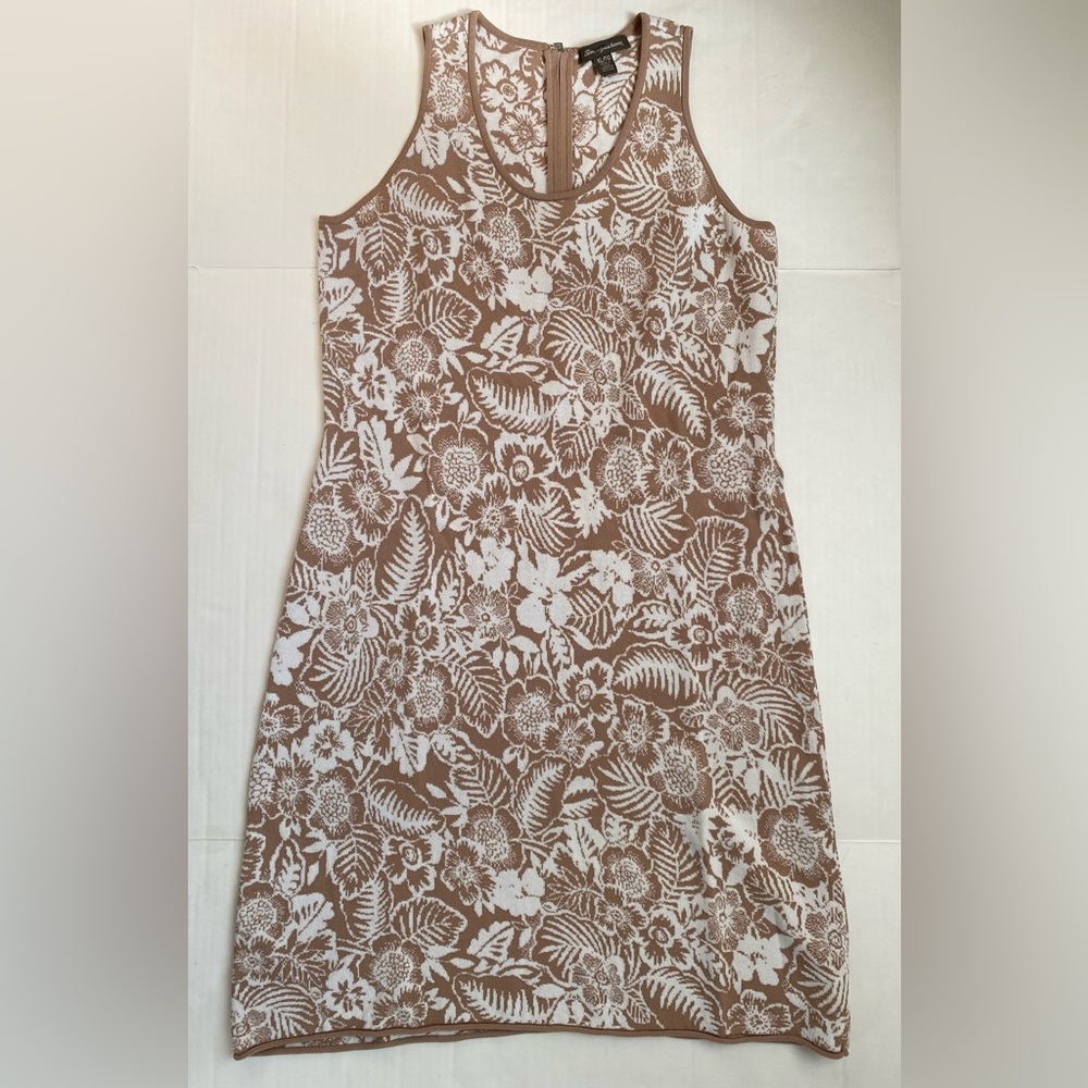 Tommy Bahama Knit Dress XL Brown White Floral Print Excellent Condition